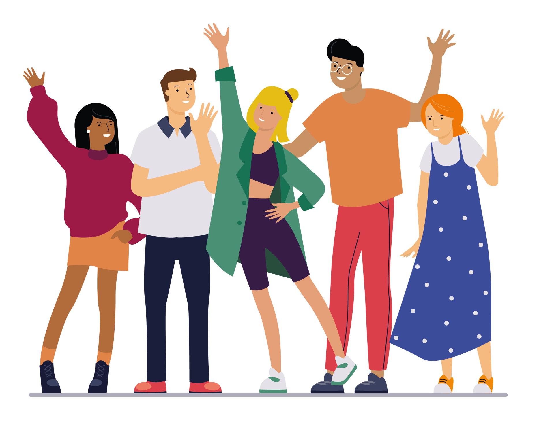 Groepje Zwaaiende Mensen